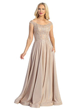 LF 7767 - Off the Shoulder A-Line Prom Gown with Embroidered Bodice Prom Dress Let's Fashion XS ROSE GOLD 