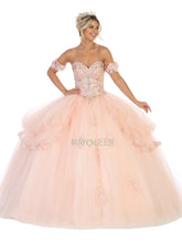 MQ LK120 - Off the Shoulder Quinceanera Ball Gown with Beaded Lace Applique Sweetheart Neck & Lace Up Corset Back Quinceanera Gowns Mayqueen   