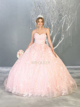 MQ LK140 - Strapless Quinceanera Ball Gown with 3D Floral Applique Sweetheart Neck & Lace Up Corset Back PROM GOWN Mayqueen 4 BLUSH 