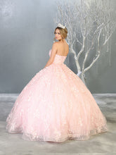 MQ LK140 - Strapless Quinceanera Ball Gown with 3D Floral Applique Sweetheart Neck & Lace Up Corset Back PROM GOWN Mayqueen   