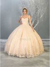 MQ LK150 - A Line Quinceanera Gown with Floral Sequin Applique & Sweetheart Neckline PROM GOWN Mayqueen 4 CHAMPAGNE 