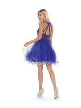 MQ 1643 - Short A-Line Homecoming Dress with Lace-Applique Bodice High-Neck & Layered Tulle Skirt Homecoming Mayqueen   