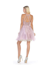 MQ 1643 - Short A-Line Homecoming Dress with Lace-Applique Bodice High-Neck & Layered Tulle Skirt Homecoming Mayqueen   