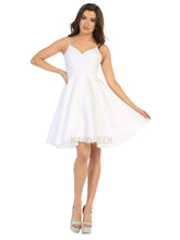 MQ 1654 - Tank Style Satin A-Line Homecoming Dress with Pockets Homecoming Mayqueen 2 WHITE 