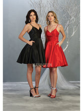 MQ 1654 - Tank Style Satin A-Line Homecoming Dress with Pockets Homecoming Mayqueen   