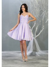 MQ 1654 P - Plus Size Tank Style Satin A-Line Homecoming Dress with Pockets Prom Dress Mayqueen 16 LILAC 