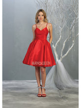 MQ 1654 P - Plus Size Tank Style Satin A-Line Homecoming Dress with Pockets Prom Dress Mayqueen 16 RED 