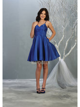 MQ 1654 - Tank Style Satin A-Line Homecoming Dress with Pockets Homecoming Mayqueen 2 ROYAL 