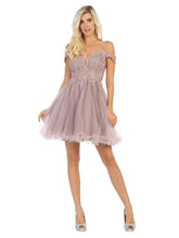MQ 1668 - Cold Shoulder A-Line Homecoming Dress with Sheer Lace Embroidered Sweetheart Bodice & Layered Tulle Skirt Homecoming Mayqueen 2 MAUVE 