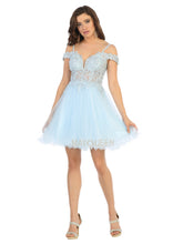 MQ 1668 - Cold Shoulder A-Line Homecoming Dress with Sheer Lace Embroidered Sweetheart Bodice & Layered Tulle Skirt Homecoming Mayqueen 4 BABY BLUE 