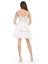 MQ 1693 - Bead & Lace Embellished Homecoming Dress with V-Neck & Layered Glitter Tulle Skirt Homecoming Mayqueen   