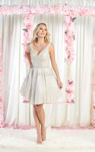 MQ 1777 - Metallic Tank Style A-Line Homecoming Dress with Beaded Belt & Pockets Homecoming Mayqueen 2 CHAMPAGNE 
