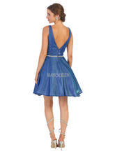 MQ 1777 - Metallic Tank Style A-Line Homecoming Dress with Beaded Belt & Pockets Homecoming Mayqueen   