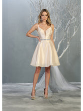 MQ 1775 - Iridescent V-Neck Homecoming Dress with Sheer V-Sides Strappy V-Back Side Pockets & Rhinestone Belt Homecoming Mayqueen   