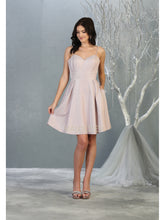 MQ 1791 - Metallic Homecoming Dress with Sweetheart Neck Pockets & Corset Back Homecoming Mayqueen 2 Pink 