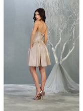 MQ 1791 - Metallic Homecoming Dress with Sweetheart Neck Pockets & Corset Back Homecoming Mayqueen   