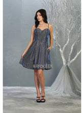MQ 1791 - Metallic Homecoming Dress with Sweetheart Neck Pockets & Corset Back Homecoming Mayqueen 2 Royal 