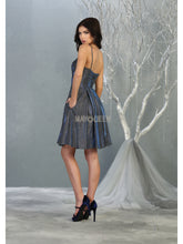 MQ 1791 - Metallic Homecoming Dress with Sweetheart Neck Pockets & Corset Back Homecoming Mayqueen   