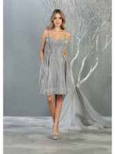 MQ 1791 - Metallic Homecoming Dress with Sweetheart Neck Pockets & Corset Back Homecoming Mayqueen 2 Silver 