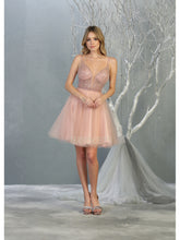 MQ 1800 - Shimmer Tulle A-Line Homecoming Dress with Sheer Beaded Bodice Homecoming Mayqueen 4 Blush 