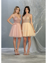 MQ 1800 - Shimmer Tulle A-Line Homecoming Dress with Sheer Beaded Bodice Homecoming Mayqueen   