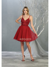 MQ 1800 - Shimmer Tulle A-Line Homecoming Dress with Sheer Beaded Bodice Homecoming Mayqueen 4 Burgundy 