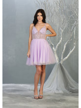 MQ 1800 - Shimmer Tulle A-Line Homecoming Dress with Sheer Beaded Bodice Homecoming Mayqueen 4 Lilac 