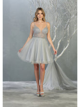 MQ 1800 - Shimmer Tulle A-Line Homecoming Dress with Sheer Beaded Bodice Homecoming Mayqueen 4 Silver 