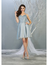 MQ 1802 - Glitter Homecoming Dress with Lace Embroidered Design Bodice Homecoming Mayqueen 4 Baby Blue 