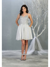MQ 1802 - Glitter Homecoming Dress with Lace Embroidered Design Bodice Homecoming Mayqueen 4 Silver 