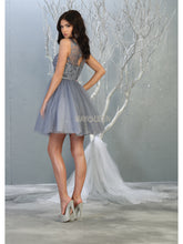 MQ 1803 - Shimmer Tulle A-Line Homecoming Dress with Glitter Print Bodice Homecoming Mayqueen   