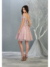 MQ 1809 - Off the Shoulder Tulle Homecoming Dress with Embroidered Lace Bodice & Corset Back Homecoming Mayqueen   