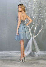 MQ 1813 - A-Line Homecoming Dress with Sheer Lace Embroidered Bodice & Layered Shimmering Tulle Skirt Homecoming Mayqueen   
