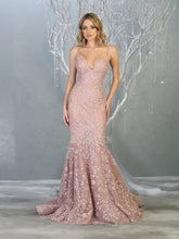 MQ 7811 - Fit & Flare Prom Gown with Shimmering Floral Applique & Corset Back Prom Dress Mayqueen 12 Mauve 