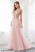 CD CD0154 - A-Line Prom Gown with Sheer Beaded Applique Bodice & Shimmer Tulle Skirt PROM GOWN Cinderella Divine   