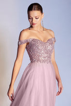 CD CD0177 - A-Line Off the Shoulder with Beaded Bodice Prom Gown with Sweetheart Neck & Layered Shimmering Tulle Skirt Prom Dress Cinderella Divine   