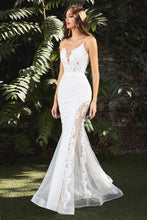 CD CD937W - Mermaid Wedding Gown with Detailed Corset Bodice & Tulle Illusion Skirt Wedding Gown Cinderella Divine 4 Off White 