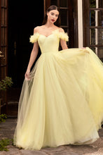 CD CD957 - Gathered Tulle Off the Shoulders Ball Gown with Ruched Sweetheart Bodice & Soft Layered Tulle Skirt PROM GOWN Cinderella Divine 6 YELLOW 