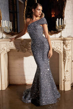 CD CD980 - One Shoulder Full Sequin Fit & Flare Prom Gown PROM GOWN Cinderella Divine 4 MIDNIGHT 
