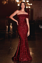 CD CD980 - One Shoulder Full Sequin Fit & Flare Prom Gown PROM GOWN Cinderella Divine 4 BURGUNDY 