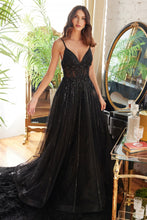 CD CD994 - In-Line Beaded Lace & 3D Floral Embellished A-Line Prom Gown with Sheer Boned Bodice & Shimmer Tulle Skirt PROM GOWN Cinderella Divine 4 BLACK 
