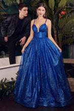 CD CD996 - Layered Glitter A-Line Ball Gown with V-Neck & Corset Back PROM GOWN Cinderella Divine 2 ROYAL 