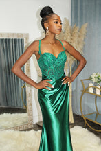 CD CDS412 - Fit & Flare Prom Gown with Sheer Beaded Lace Embellished Corset Bodice & Satin Wrapped Skirt PROM GOWN Cinderella Divine 8 EMERALD 