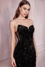 CD CH151 - Strapless Full Sequin Fit & Flare Prom Gown with Sweetheart Neck Sheer Underarms & Lace Up Corset Back PROM GOWN Cinderella Divine XS BLACK 