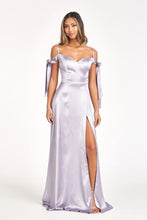 GL 1994 - Satin A-Line Gown with Tying Off The Shoulder Straps Sweetheart Neck & Leg Slit Dresses GLS XS SILVER 