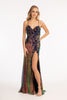 GL 3025 - Full Sequin Fit & Flare Prom Gown with 3d Floral
