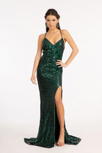 GL 3049 - Full Sequin Fit & Flare Prom Gown with 3D Floral Appliqued Bodice Side Ruching Leg Sit & Open Corset Back Dresses GLS XS GREEN 