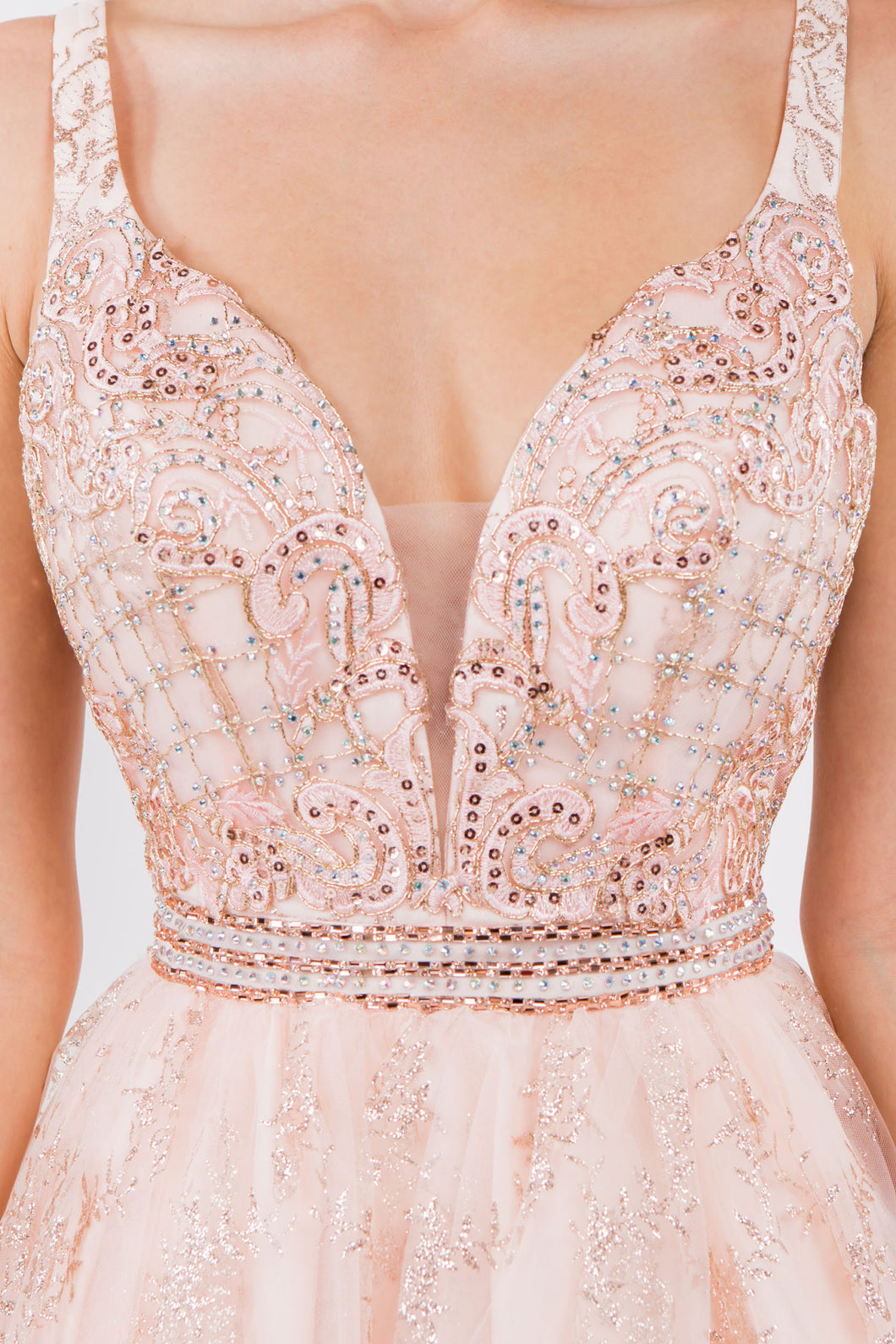 GL 1965 - Short A-Line Homecoming Dress with Beaded Lace Applique V-Ne Diggz Formals GL 1965 - Short A-Line Homecoming Dress with Beaded Lace Applique V-Ne Diggz Formals