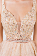 GL 1965 - Short A-Line Homecoming Dress with Beaded Lace Applique V-Neck Bodice & Glitter Print Tulle Skirt Homecoming GLS   