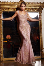CD J814 - Glitter Embellished Fit & Flare Prom Gown with Scoop Neck Prom Dress Cinderella Divine 6 ROSE GOLD 